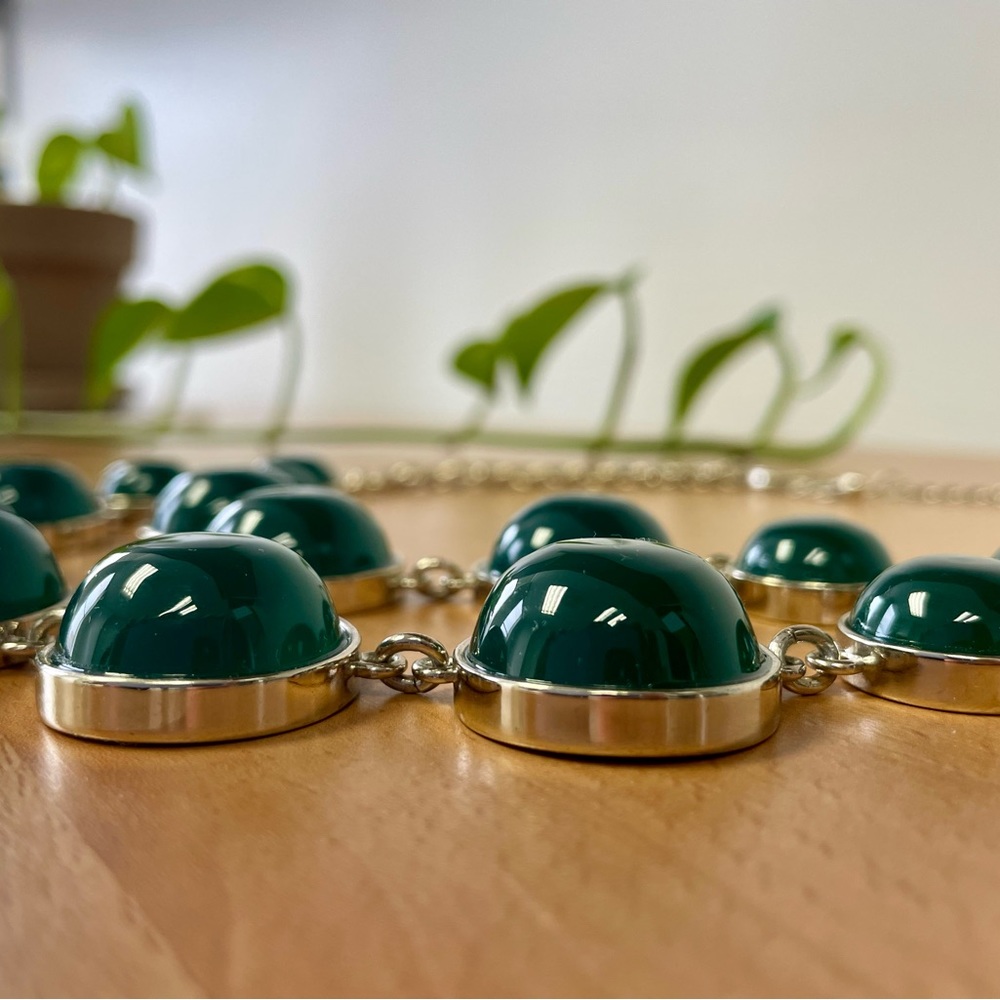 Green Double Row Bauble Necklace - Picture 2 of 3